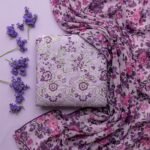 Lavender Dream - Embroidered 3 Piece Unstitched Lawn with Chiffon Dupatta - Image 2