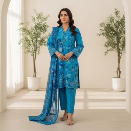 Ocean Breeze - Floral Printed 2 Piece Unstitched Lawn