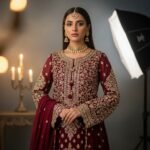 Royal Festive - Maroon Hand-Embroidered Luxury Chiffon Suit