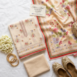 Subpehno Heritage Collection: 'Amisah' Beige Floral 3-Piece Suit - Image 3