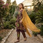 Glamour – Embroidered Digital Lawn with Boring Daman (Design D-1904)