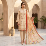 Subpehno Heritage Collection: 'Amisah' Beige Floral 3-Piece Suit