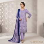 Noor e Azal – Lavender & Royal Blue Embroidered Lawn